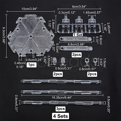 AHADERMAKER 4 Sets DIY Adjustable Action Figure Holder Display Stand Base Set DJEW-GA0001-26-1