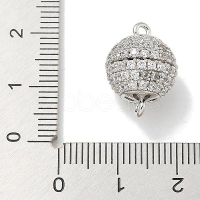 Rack Plating Round Brass Micro Pave Clear Cubic Zirconia Magnetic Clasps KK-L224-068P-1