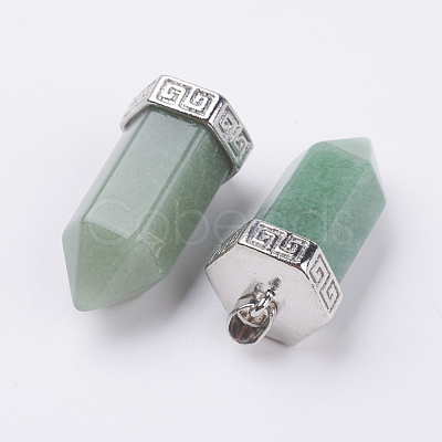 Natural Green Aventurine Pointed Pendants G-E442-03F-1