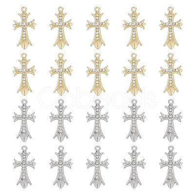 ARRICRAFT 20Pcs 2 Colors Alloy Crystal Rhinestone Pendants FIND-AR0003-91-1