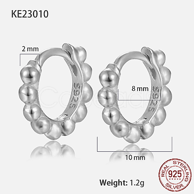 Anti-Tarnish Rhodium Plated 925 Sterling Silver Hoop Earrings BO1095-2-1