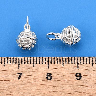 925 Sterling Silver Hollow Flower Round Ball Charms STER-T007-83S-1