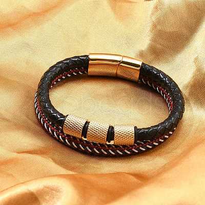 Braided Leather Multi-strand Bracelets BJEW-Z081-15G-1