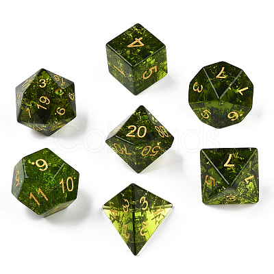 Metal Enlaced Glass Polyhedral Dice Set G-T122-75D-1