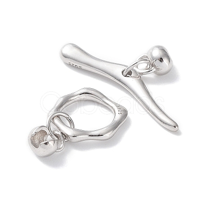 Rhodium Plated 925 Sterling Steel Toggle Clasps STER-P050-02P-1
