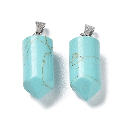 Synthetic Turquoise Dyed Pointed Pendants G-E596-02P-01-1