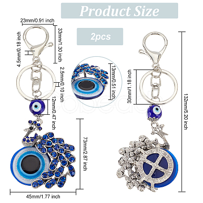 Peacock Alloy Rhinestone Pendant Keychain KEYC-WH0024-24P-1