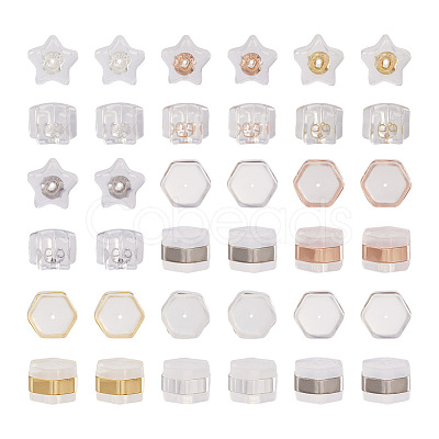 Kissitty 64Pcs 8 Style Silicone Ear Nuts SIL-KS0001-01-1