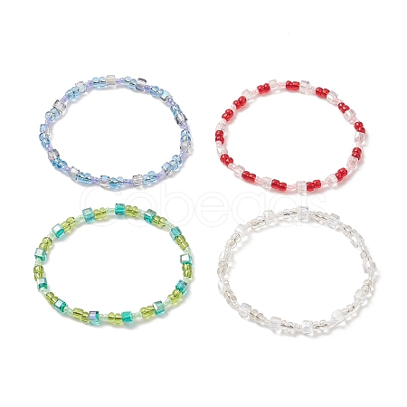 Glass Seed Bead Beaded Bracelets for Women BJEW-JB09285-1
