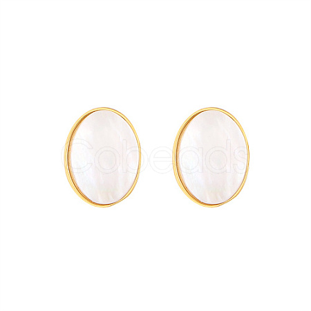 Natural Shell Oval Stud Earrings WV6287-1