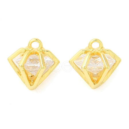 Real 18K Gold Plated Rack Plating Brass with Cubic Zirconia Pendants Charms KK-S396-12B-1