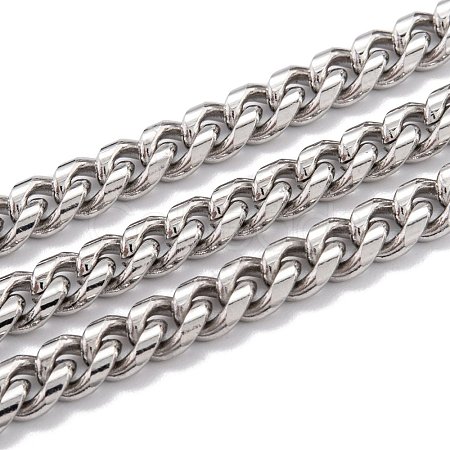 304 Stainless Steel Cuban Link Chain STAS-B019-02A-P-1