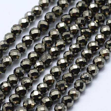 Natural Pyrite Beads Strands G-J369-19-3mm-1