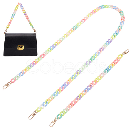 WADORN 2Pcs 2 Style Opaque Jelly Style Acrylic Curb Chain Bag Straps DIY-WR0002-49-1