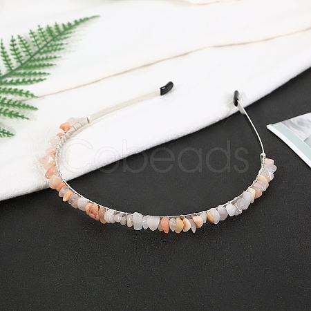 Natural Pink Aventurine Hair Bands PW-WG2EC7C-06-1