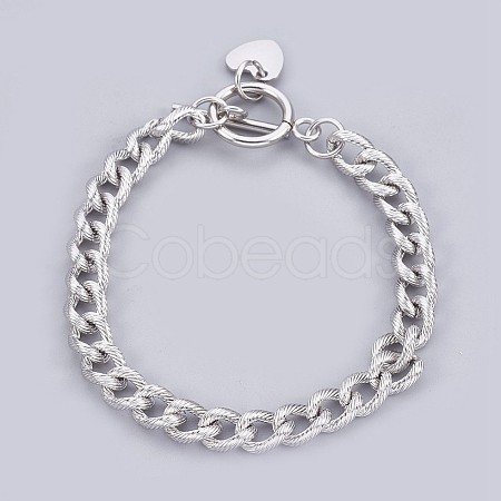 304 Stainless Steel Curb Chain Bracelets BJEW-P237-06P-1