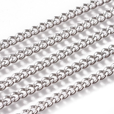 Non-Tarnish 3.28 Feet Handmade 304 Stainless Steel Curb Chains X-STAS-F229-06A-P-1