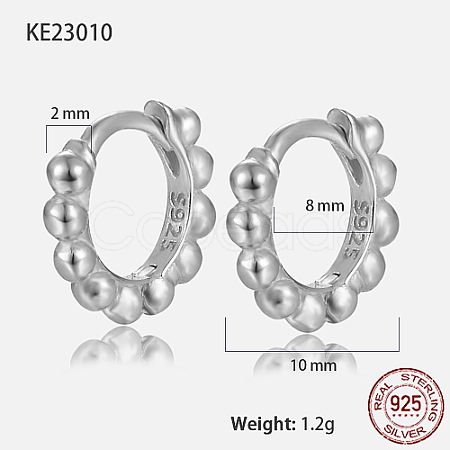 Anti-Tarnish Rhodium Plated 925 Sterling Silver Hoop Earrings BO1095-2-1