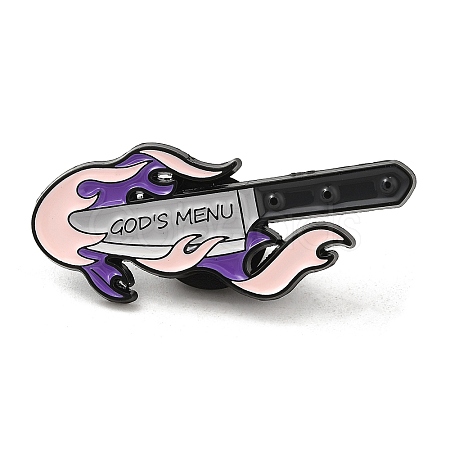 Knife with Word God's Menu Enamel Pins JEWB-M029-06B-EB-1