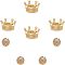 CHGCRAFT 8Pcs 2 Styles CZ Brass Micro Pave Grade AAA Cubic Zirconia Beads, Cadmium Free & Nickel Free & Lead Free, Crown & Round, Golden, 4pcs/style