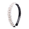 Cotton Headbands, with Plastic Imitation Pearl Beads, White, 150x120mm