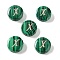 Synthetic Malachite Beads, with Golden Tone Brass Slices, Flat Round with Letter, Letter X, 15x5mm, Hole: 1.4mm