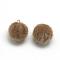 Faux Mink Fur Covered Charms, with Golden Tone Brass Findings, Round, Camel, 12~14x10mm, Hole: 1.5mm