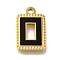 Ion Plating(IP) 304 Stainless Steel Manual Polishing Pendants, with Black Acrylic, Golden, Rectangle, 15x10x2mm, Hole: 1.5mm