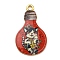 Alloy Pendant, Lead Free & Cadmium Free & Nickel Free, Lamp Bulb with Cat Shape, FireBrick, 28x17x1.5mm, Hole: 1.8mm