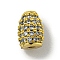 Brass Micro Pave Cubic Zirconia Beads, Oval, Real 18K Gold Plated, 7x5mm, Hole: 1.2mm