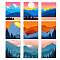 Chemical Fiber Oil Canvas Hanging Painting, Home Wall Decoration, Rectangle, Mountain, 250x200mm, 9pcs/set