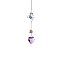 Metal Dolphin Hanging Ornaments, Window Rainbow Maker, Glass Heart Hanging Suncatcher for Home Garden Porch Decoration, Purple, 400mm