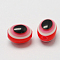 Oval Evil Eye Resin Beads, Red, 8x6mm, Hole: 2mm