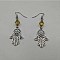 Bohemian Hamsa Hand Tassel Alloy Pave Cubic Zirconia Dangle Earrings for Women