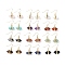 Gemstone Bullet Dangle Earrings, Golden Brass Jewelry for Women, Cadmium Free & Lead Free, 29.5~31mm, Pin: 0.6mm