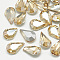 Pointed Back Glass Rhinestone Cabochons, Back Plated, Faceted, teardrop, Light Colorado Topaz, 8x5x3mm