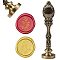 DIY Scrapbook, Brass Wax Seal Stamp and Alloy Handles, Flower Pattern, 103mm, Stamps: 2.5x1.45cm