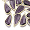 Glass Pendants, with Brass Findings, Faceted, teardrop, Golden, Purple, 28.5x14x6mm, Hole: 1.5mm