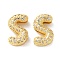 Rack Plating Brass Micro Pave Cubic Zirconia Slide Charms, Long-Lasting Plated, Lead Free & Cadmium Free, Real 18K Gold Plated, Letter, Letter S, 13.5x4.5mm, Hole: 10.4x1.8mm