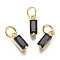 Brass Micro Pave Cubic Zirconia Charms, Long-Lasting Plated, with Jump Ring, Real 18K Gold Plated, Rectangle, Black, 10x3x3mm, Hole: 3mm