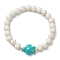 Round Synthetic Howlite Beaded Stretch Bracelets, Summer Beach Turtle Synthetic Turquoise Bracelets for Women Men, Inner Diameter: 2-1/8 inch(5.5cm), BReads: 7.5~8.5mm