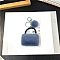 Fibre Keychian, Bag Shape, Pom Pom Pendant, Steel Blue, 8cm