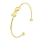 Brass Bowknot Cuff Bangles for Women, Real 18K Gold Plated, Inner Diameter: 2-1/2 inch(6.3cm)