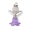 Alloy & Glass Seed Beads, with Transparent Frosted Acrylic Flower Pendants, Angle, Plum, 36x24x18mm, Hole: 4x3mm