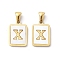 Ion Plating(IP) 304 Stainless Steel Pave Shell Pendants, Rectangle Charm, Real 18K Gold Plated, Letter X, 17.5x12x1.5mm, Hole: 3x5mm