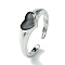 Heart Alloy Enamel Open Cuff Rings, Lead Free & Cadmium Free, Platinum, 6mm, Inner Diameter: Adjustable