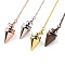 Brass Dowsing Pendulum Big Pointed Cone Pendants, with Lobster Claw Clasps and Chain, Rack Plating, Mixed Color, 222mm, Hole: 1.2mm