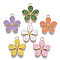 Alloy Enamel Pendants, Flower with Words Love, Light Gold, Mixed Color, 22x19x2mm, Hole: 2mm