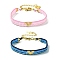 2Pcs 2 Colors Glass Seed Beaded Bracelet Sets, Heart Stackable Bracelets for Women, Mixed Color, 9-1/8 inch(23.1cm), 1pc/color