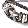 PU Leather & Waxed Cords Triple Layer Multi-strand Bracelets BJEW-G709-01-3